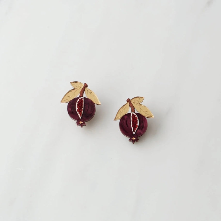 Mini Pomegranate Studs by Wolf & Moon - The Bristol Artisan Handmade Sustainable Gifts and Homewares.