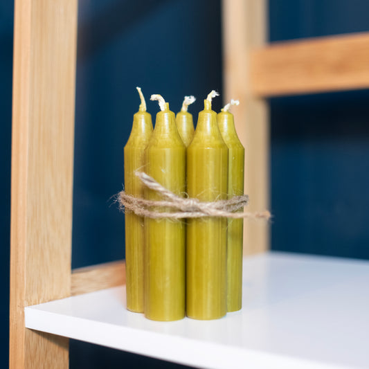 Bundle of five candles - olive green