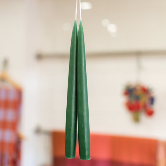 Pine Green taper candles - pair - THE BRISTOL ARTISAN