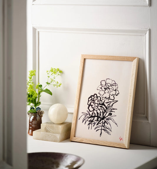 Marigold with Two Flowers A4 Print - THE BRISTOL ARTISAN