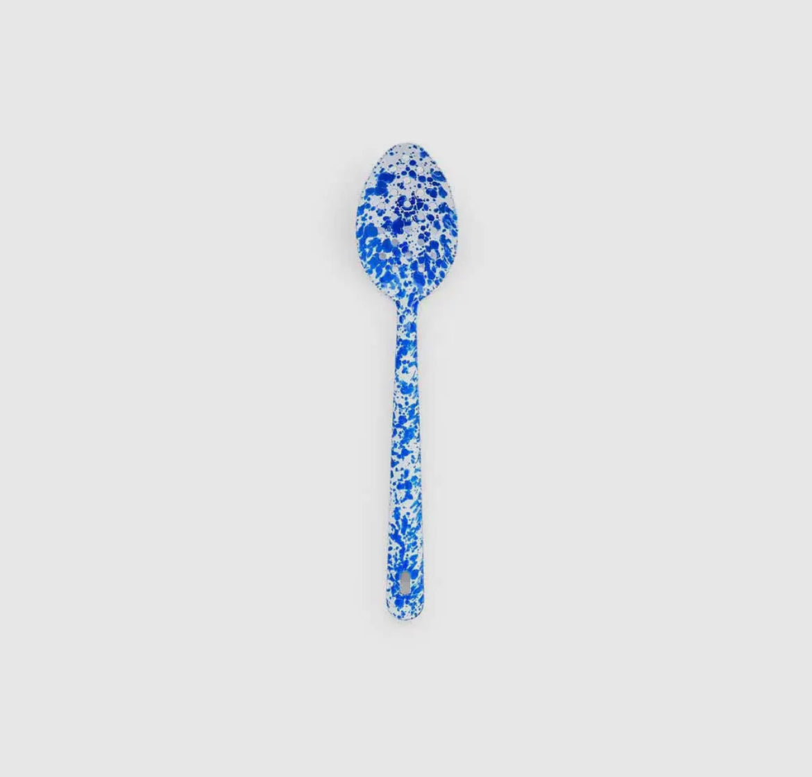 Blue Splatterware Enamel Large Slotted Cooking Spoon - THE BRISTOL ARTISAN