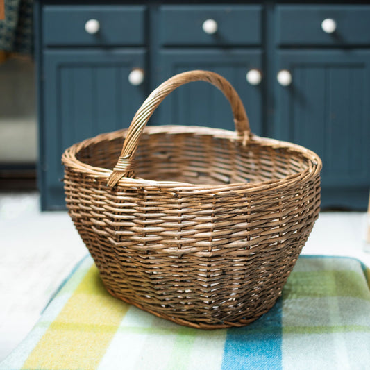 Large Willow Shopping Storage Basket with Handle - THE BRISTOL ARTISAN