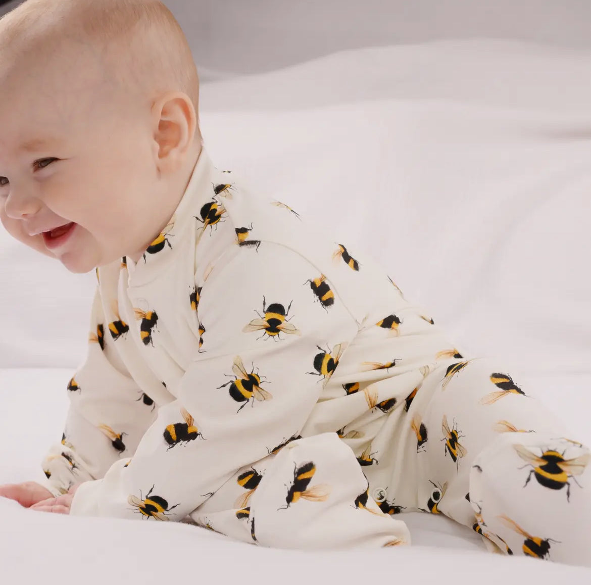 Bee print baby sleep suit by Fred & Noah - THE BRISTOL ARTISAN