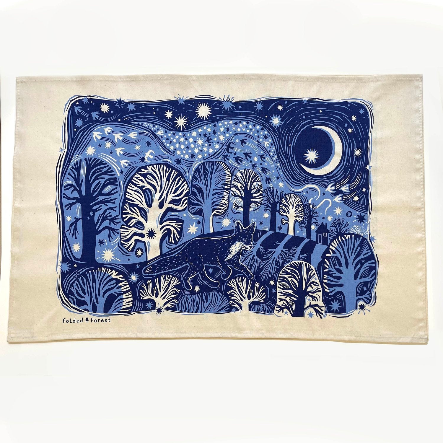 Midnight fox cotton Tea Towel - THE BRISTOL ARTISAN