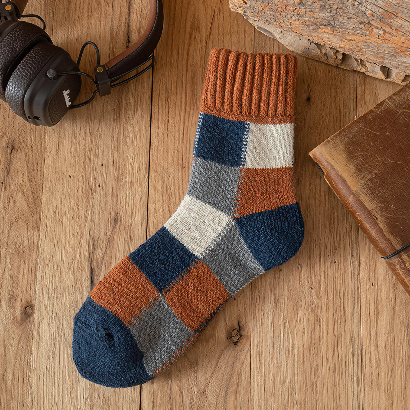 Men's Socks - Multicolored (blue, white, orange) - THE BRISTOL ARTISAN