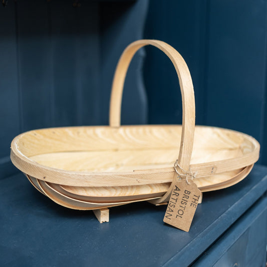Ash Wood Shopping basket with Handle - two sizes available - THE BRISTOL ARTISAN