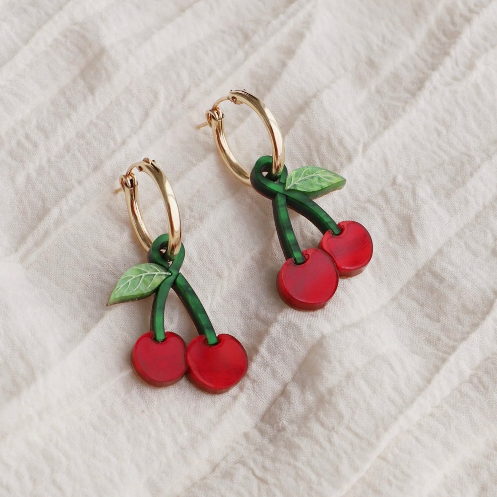 Cherry Hoops by Wolf & Moon - The Bristol Artisan Handmade Sustainable Gifts and Homewares.