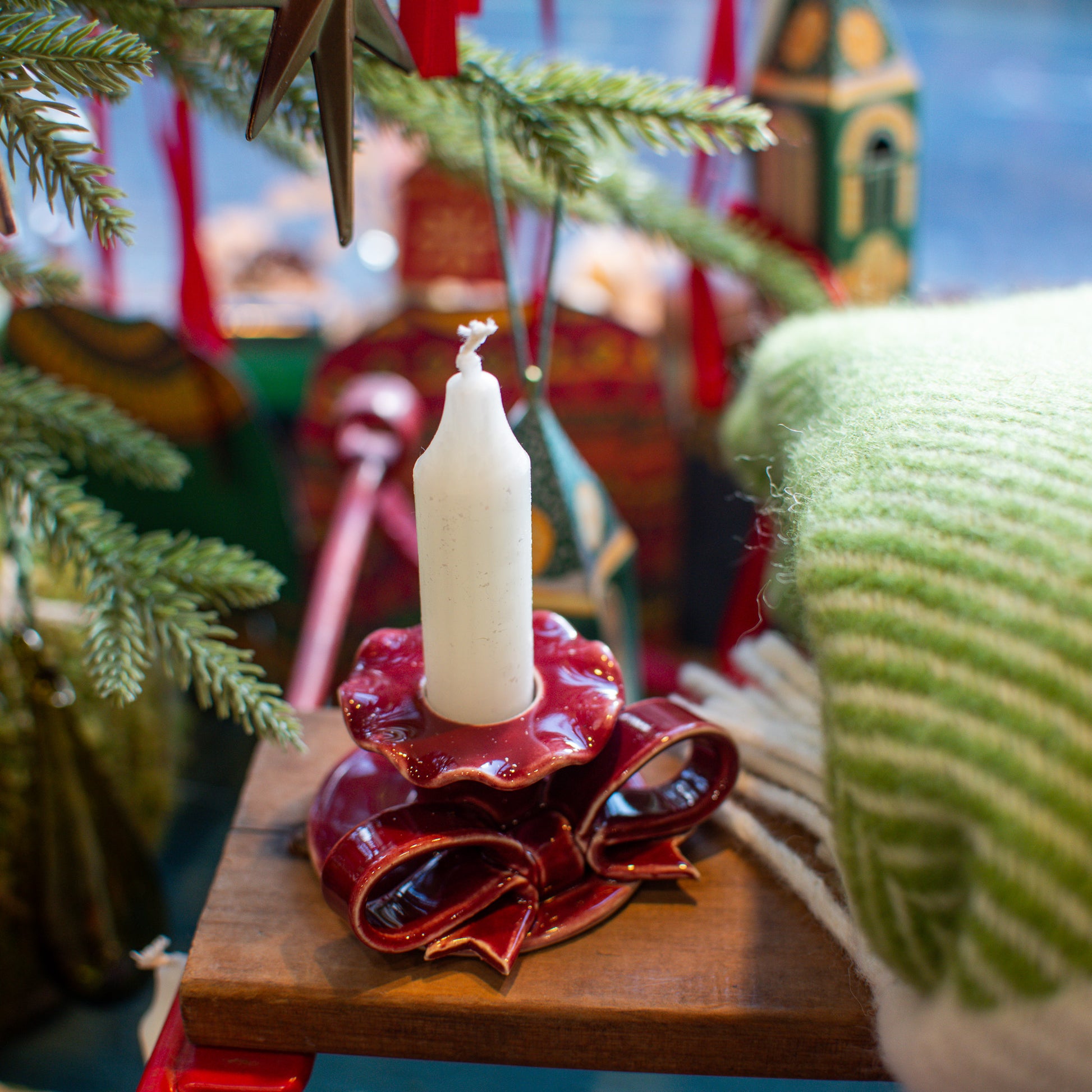 Bow Candle Holder - Burgundy - THE BRISTOL ARTISAN
