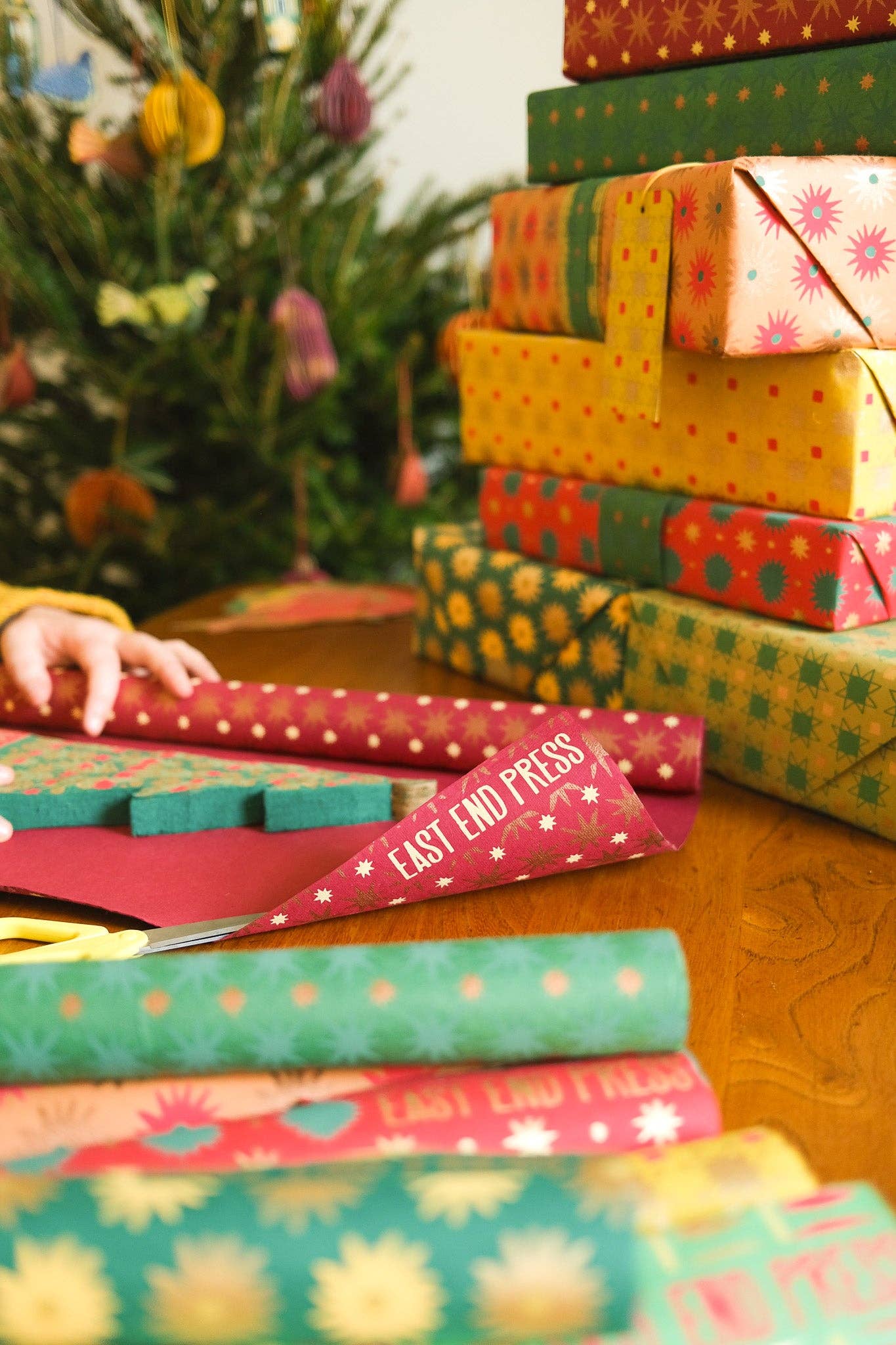 Copper Sky Screen Printed Christmas Gift Wrap