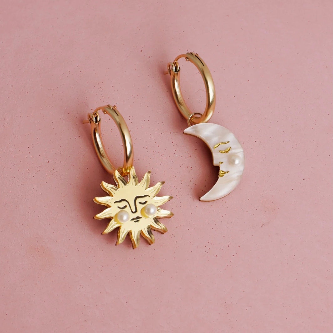 Sun & Moon Hoops by Wolf & Moon - THE BRISTOL ARTISAN