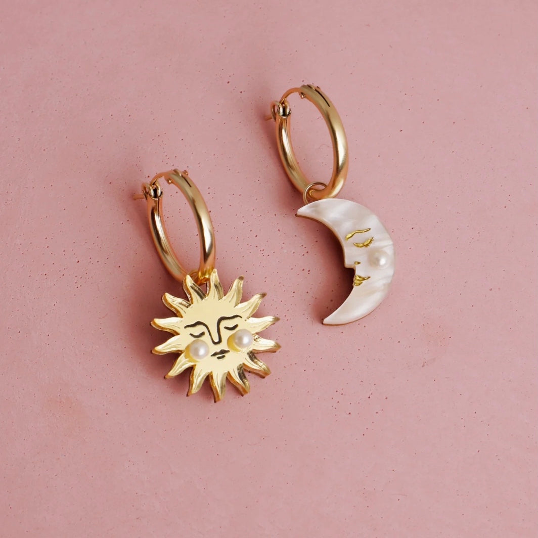 Sun & Moon Hoops by Wolf & Moon - The Bristol Artisan Handmade Sustainable Gifts and Homewares.