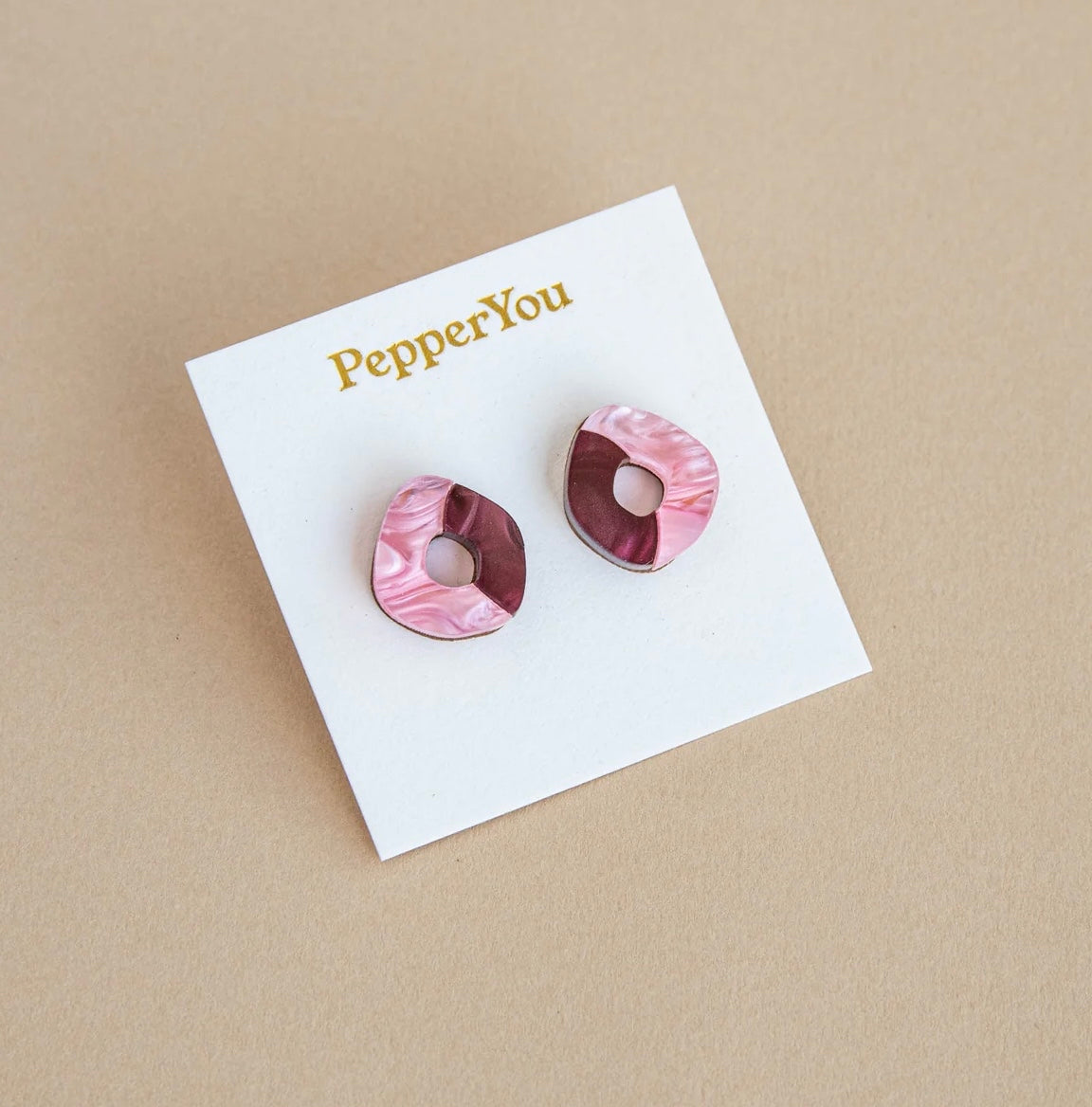 'Oh' Stud Earrings in Berry & Pink - The Bristol Artisan Handmade Sustainable Gifts and Homewares.