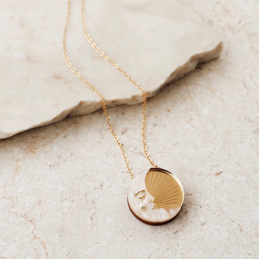 Moon Necklace - Gold by Wolf & Moon - The Bristol Artisan Handmade Sustainable Gifts and Homewares.