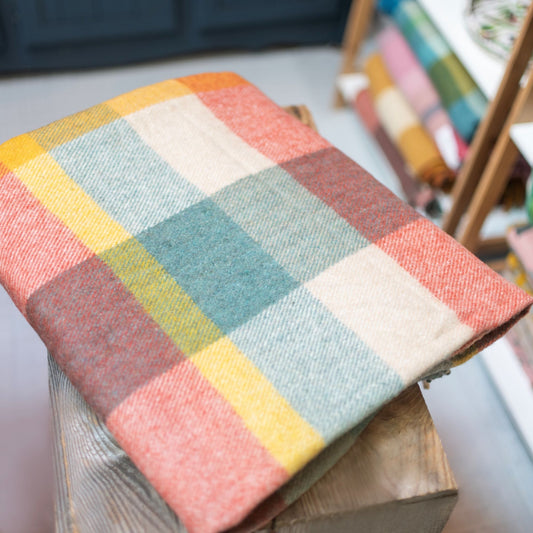 Recycled Wool Blanket in Sage Stripe - The Bristol Artisan Handmade Sustainable Gifts and Homewares.