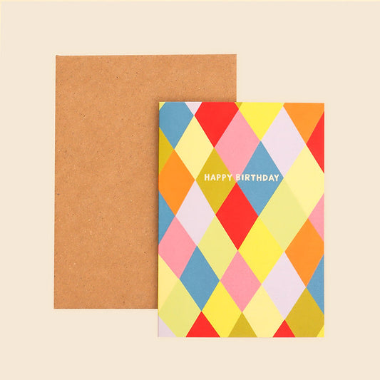 Happy Birthday Harlequin Card - THE BRISTOL ARTISAN
