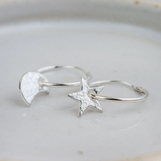 Sterling Silver Sun and Moon Earrings - THE BRISTOL ARTISAN