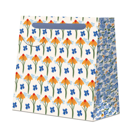 Gift Bag Medium Square - Blue Yellow Flowers - THE BRISTOL ARTISAN