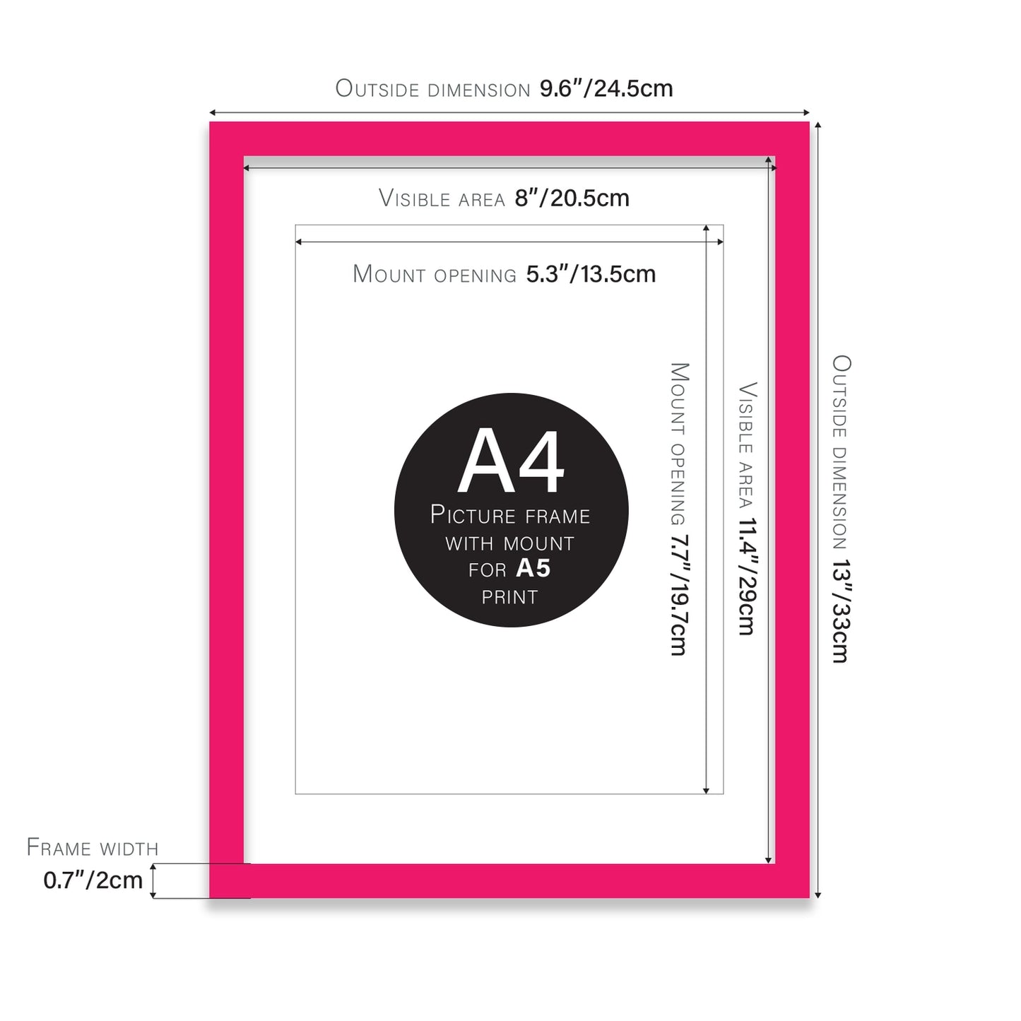 A4 Picture Frame - Hot Pink - THE BRISTOL ARTISAN