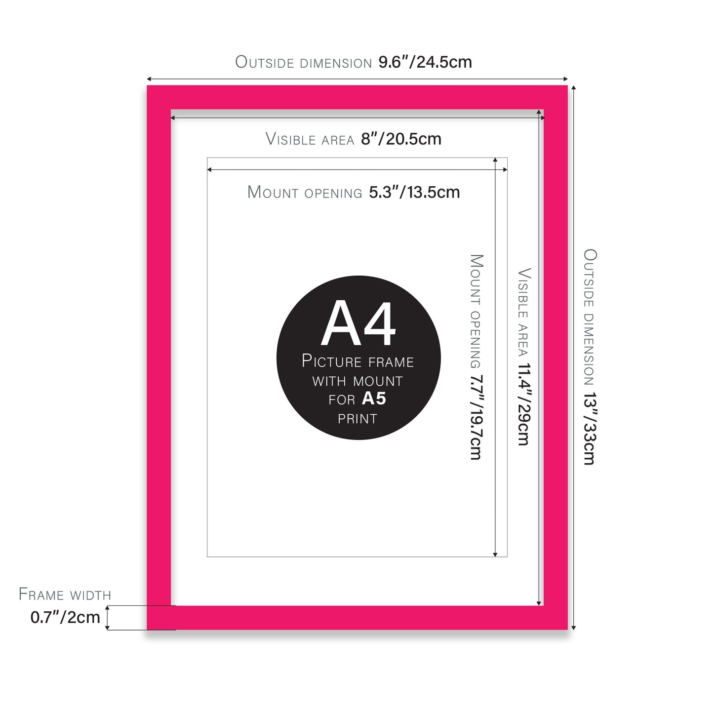 A4 Picture Frame - Hot Pink - THE BRISTOL ARTISAN