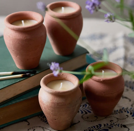 Lavender Scented Soy Wax Candle in a Terracotta Jar - THE BRISTOL ARTISAN