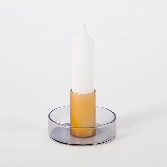 Duo Tone Candle Holder - Grey & Orange - THE BRISTOL ARTISAN