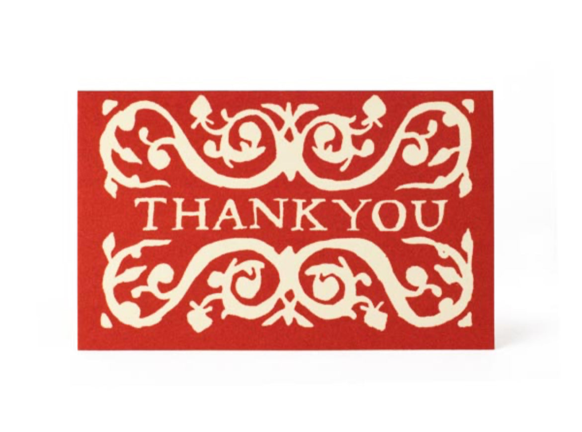 Red Arabesque Thank You Gift Cards - Pack of 6 - THE BRISTOL ARTISAN