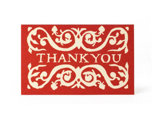Red Arabesque Thank You Gift Cards - Pack of 6 - THE BRISTOL ARTISAN