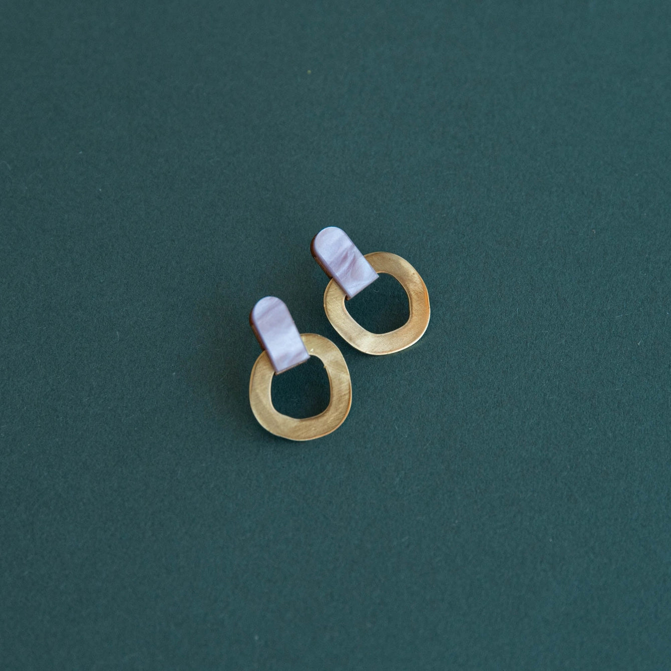 Around Brass Stud Earrings in Lilac - THE BRISTOL ARTISAN