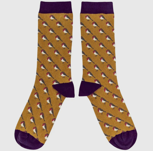 Organic Cotton Crew Socks - Robin - UK 8-11 - THE BRISTOL ARTISAN