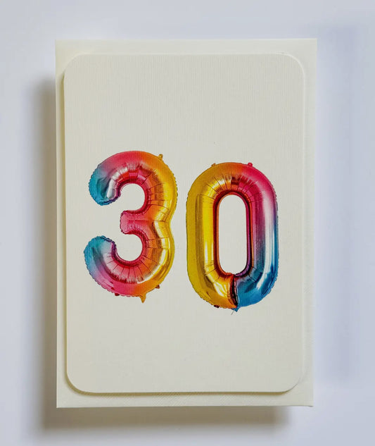 Birthday Balloon No.30 Card - THE BRISTOL ARTISAN