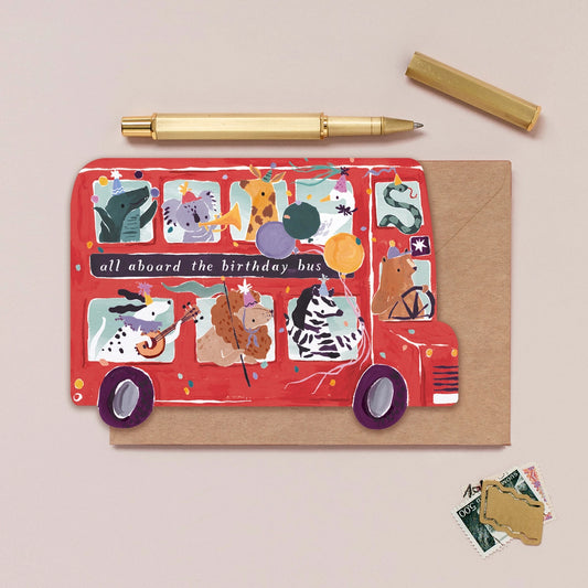 Animals Birthday Bus Card - THE BRISTOL ARTISAN
