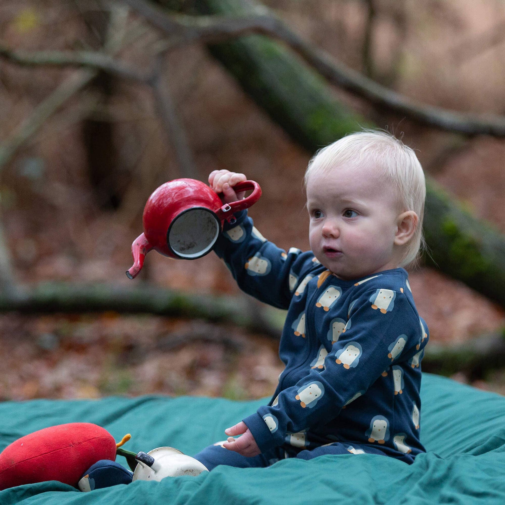 Blue Penguins Zip Organic Babygrow - THE BRISTOL ARTISAN
