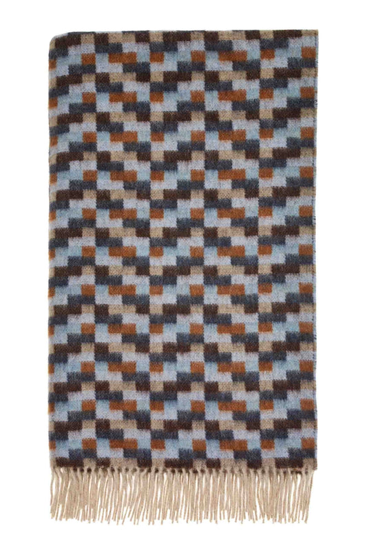Bricks Merino Throw - Navy/Rust - THE BRISTOL ARTISAN