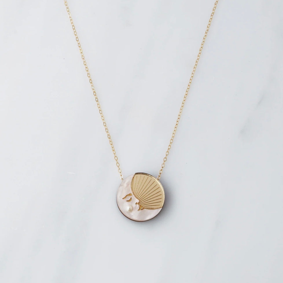 Moon Necklace - Gold by Wolf & Moon - The Bristol Artisan Handmade Sustainable Gifts and Homewares.
