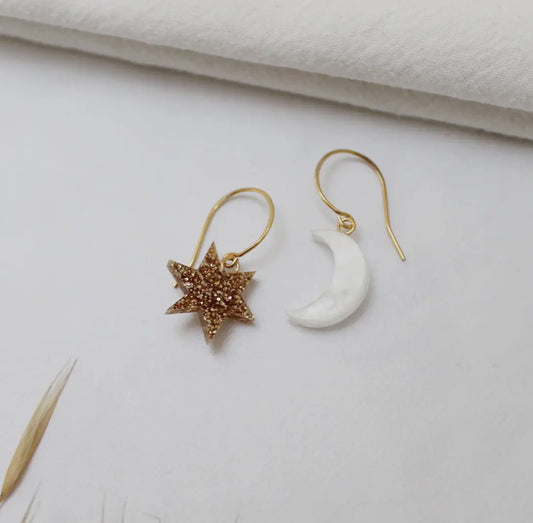 Perspex Moon and Stars Earrings - THE BRISTOL ARTISAN