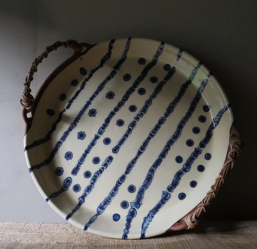 Dash Dot Woven Handle Platter - THE BRISTOL ARTISAN