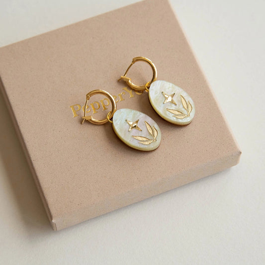 Celestial Seaweed Oval Hoop Earrings - THE BRISTOL ARTISAN