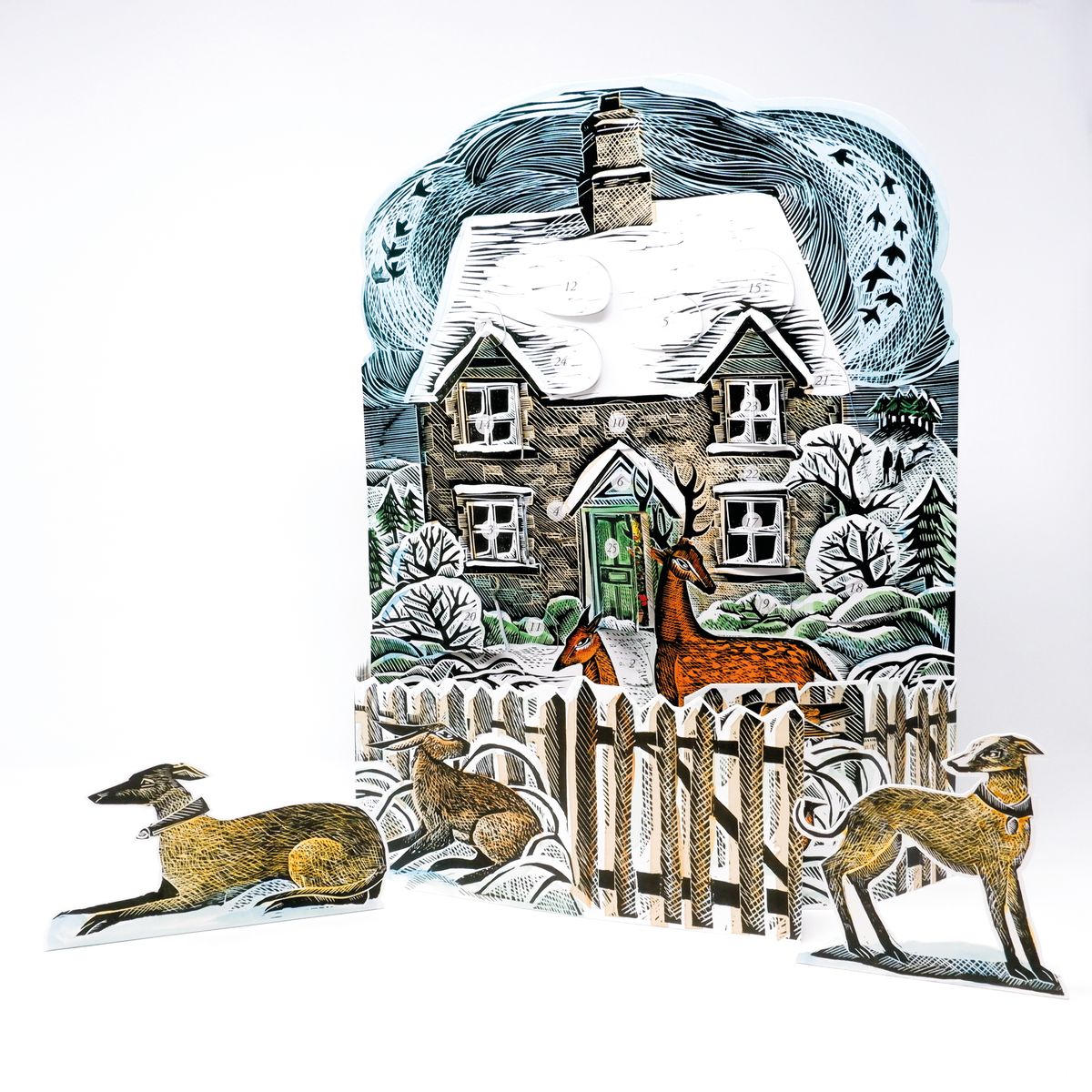 'Christmas cottage' Traditional 3d Paper Advent Calendar by Angie Harding - THE BRISTOL ARTISAN