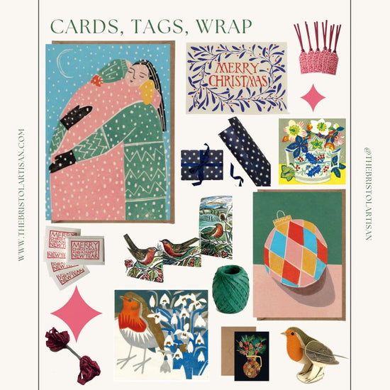 Christmas cards, wrap and tags