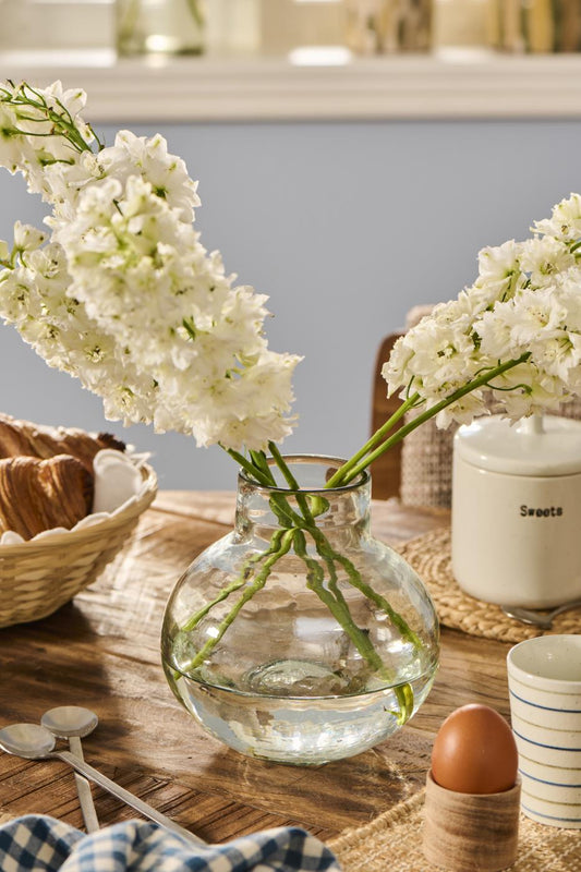 Clear Round Hand Blown Glass Vase - THE BRISTOL ARTISAN