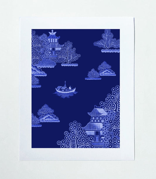Willow Boat A3 Print by DINAH Paper& Clay - The Bristol Artisan Handmade Sustainable Gifts and Homewares.