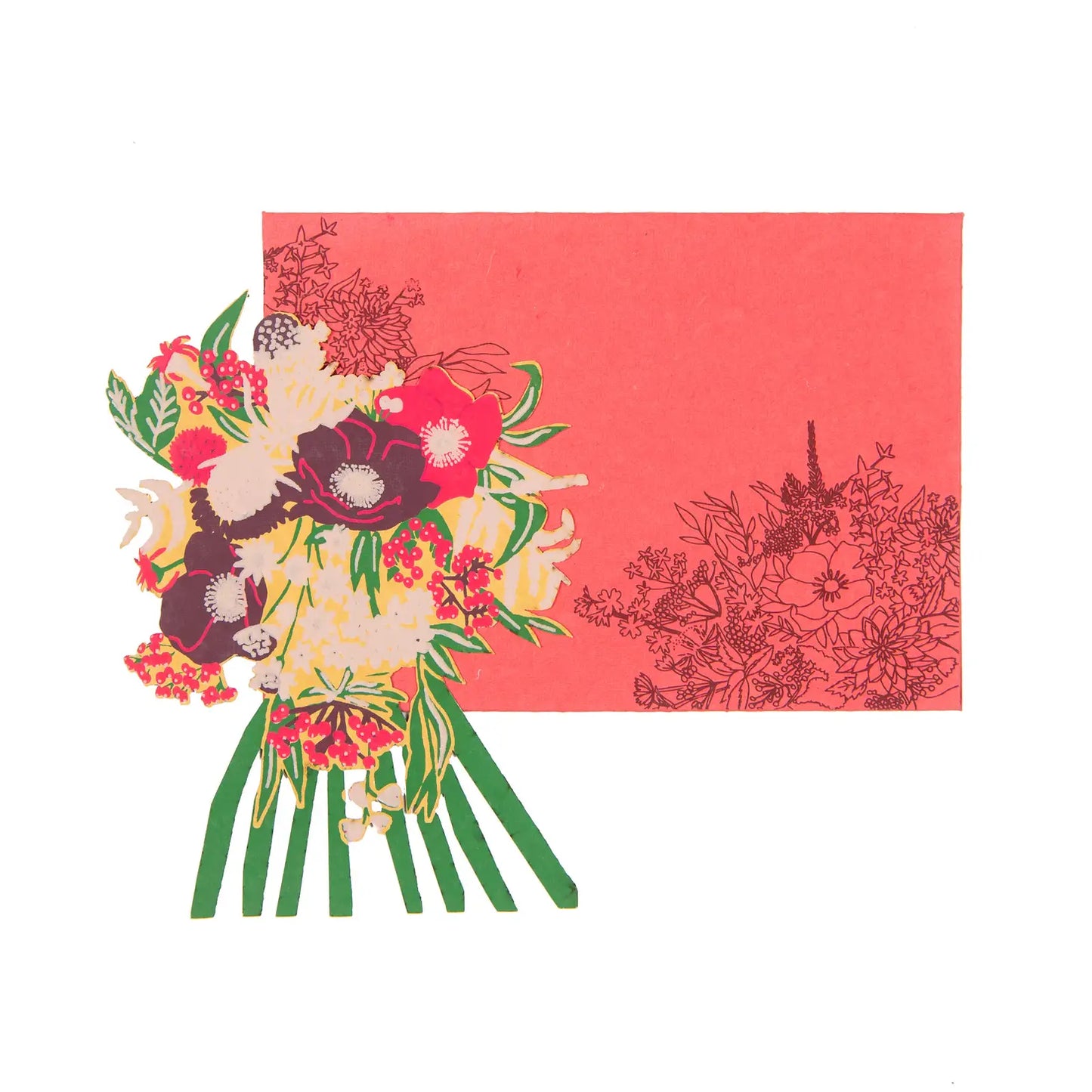 Peonie Green Bouquet card - THE BRISTOL ARTISAN