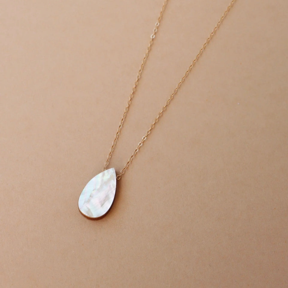 Raindrop Necklace in Cream by Wolf & Moon - The Bristol Artisan Handmade Sustainable Gifts and Homewares.