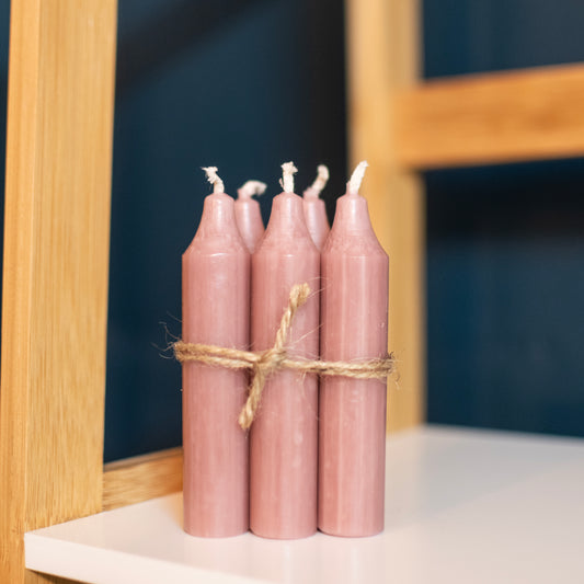 Bundle of five candles - old rose