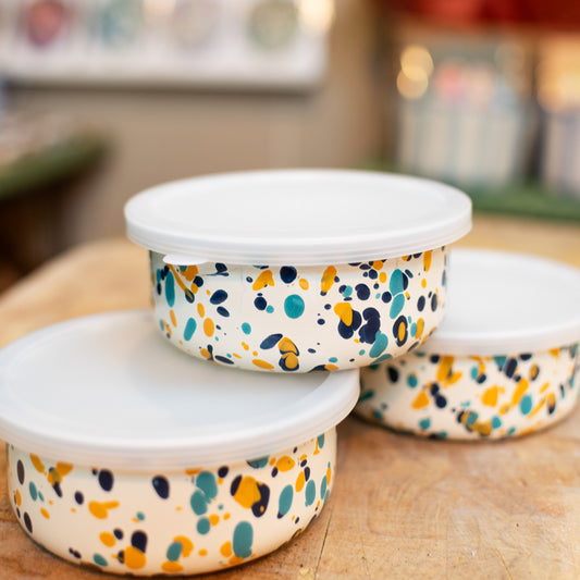 Buttercup Splatter Enamel Storage Box - THE BRISTOL ARTISAN