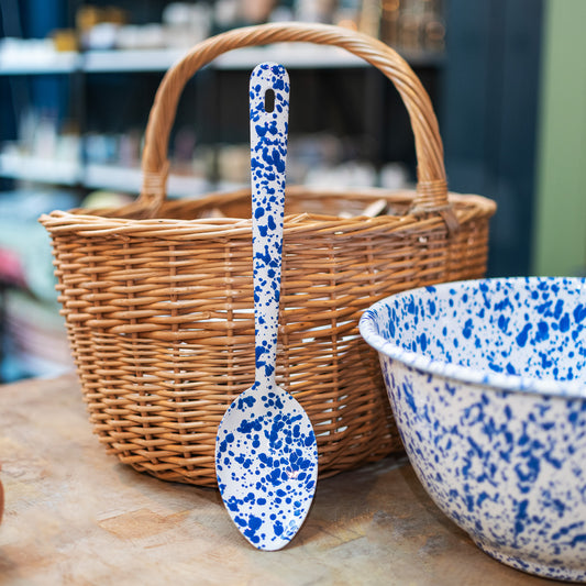Blue Splatterware Enamel Large Serving Spoon - THE BRISTOL ARTISAN