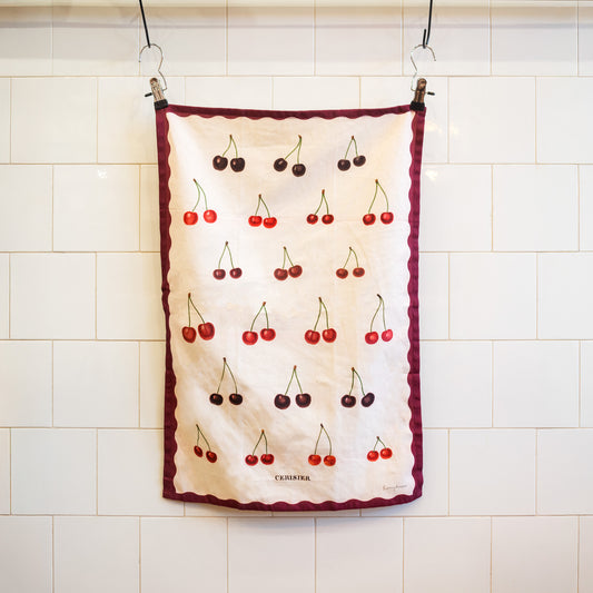 Organic Cotton Tea Towel - Cherries - THE BRISTOL ARTISAN