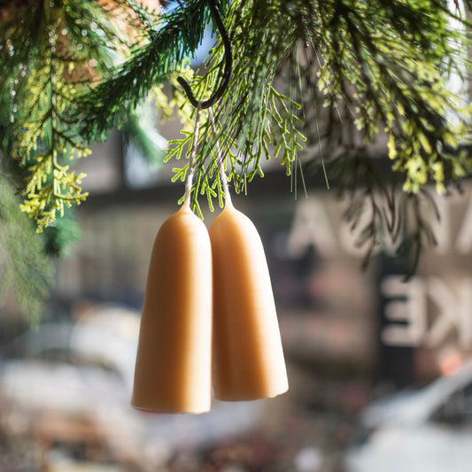 Hand dipped Stubby beeswax candles (pair) - THE BRISTOL ARTISAN