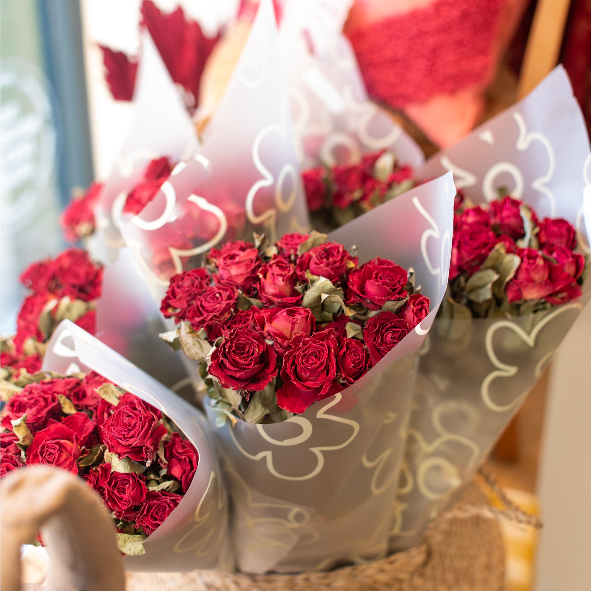 Dried Roses Bouquet, Scarlet - THE BRISTOL ARTISAN