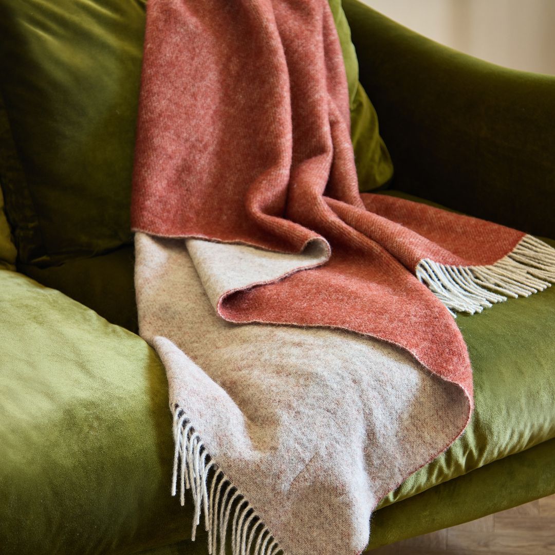 Dartmoor Reversible Wool Blanket with Fringe - THE BRISTOL ARTISAN